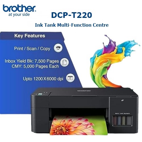Brother DCP-T220 Tarayıcı + Fotokopi, Renkli, Çok Fonksiyonlu, Tanklı, Mürekkep Püskürtmeli Yazıcı